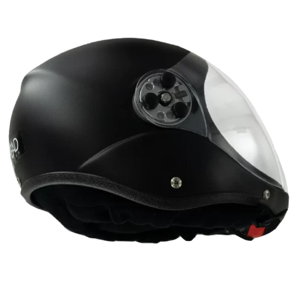 BONEHEAD AERO FULL FACE HELMET, matte carbon fiber. Shown from the side with closed visor