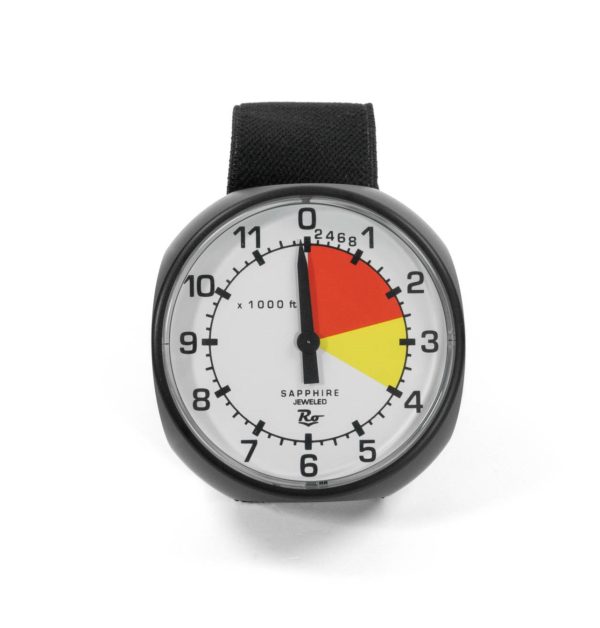 Robnik Analog Altimeter, 12000 feet white dial, with black case and Velcro mount