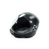 Aero skydiving helmet made by Bonehead. Black helmet made form carbon fiber shown from the side with closed visor