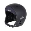 Gath Neo open face skydiving helmet, black color. Shown from the side