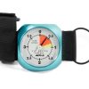 Alti-2 Altimaster Galaxy analog altimeter with 4000 meters white dial, turquoise case and O-Ring mount. Shown from the front