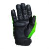 Akando Pro Gloves with green top and black leather bottom. Shown from the bottom