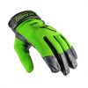 Akando Pro Gloves with green top and black leather bottom. Shown from the front