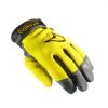 Akando Pro Gloves with yellow top and black leather bottom. Shown from the front