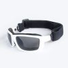 Akando Square Sunglasses, matt white. Shown from the side with strap attached