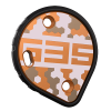 Cookie G35 Tunnel Plate, orange camo design. Shown from the front