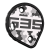 Cookie G35 Tunnel Plate, grey camo design. Shown from the front