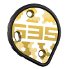 Cookie G35 Tunnel Plate, yellow camo design. Shown from the front