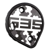 Cookie G35 Tunnel Plate, black camo design. Shown from the front