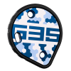 Cookie G35 Tunnel Plate, blue camo design. Shown from the front