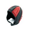Wingstore leather hat, black and red. Shown from the side
