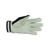 Wingstore Skydiving Gloves, black top and white leather bottom with white and orange logo on top. Shown from the bottom