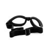 Blaze Goggles, clear with black strap. Foldable. Shown from the back
