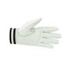 Performance Designs gloves with logo on top. The color is white on the top with white leather bottom. Shown from the bottom
