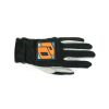 Performance Designs gloves with logo on top. The color is black on the top with white leather bottom. Shown from the top