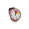 Robnik analog altimeter with white 4000 meters dial and red case. Velcro Mount. Side angle