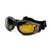 Cruiser Skydiving Goggles with orange lens and black frame with flames. Shown from the front