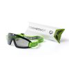 Peeksteep skydiving goggles with smoke lens and green strap