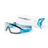 Peeksteep skydiving goggles with clear lens and blue strap