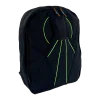 Wingstore Javelin Backpack Mini made from genuine cordura. Color: Black with green pipings, shown from the front
