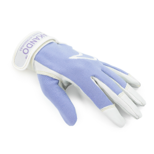 Akando classic gloves with white leather and purple top.