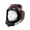 Optik Illusion camera helmet made by Bonehead. Red color. Shown from the front