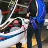 Paratec Rescue Pilot Parachute Wingman Long on a pilot entering the plane, Blue color
