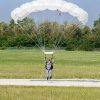 Wingman rescue parachute shown wile landing with the speed 2000 canopy