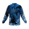 Blue graphic long sleeved jersey shown from the back.